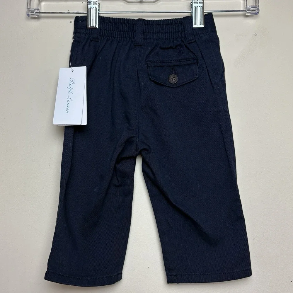 Ralph Lauren Navy Blue Chino Dress Pants Baby Boy Sz 9 Months Polo Pony Logo